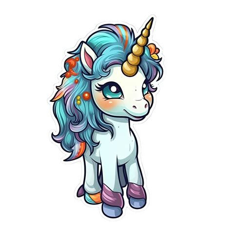 Cute Cartoon Unicorn Sticker Png