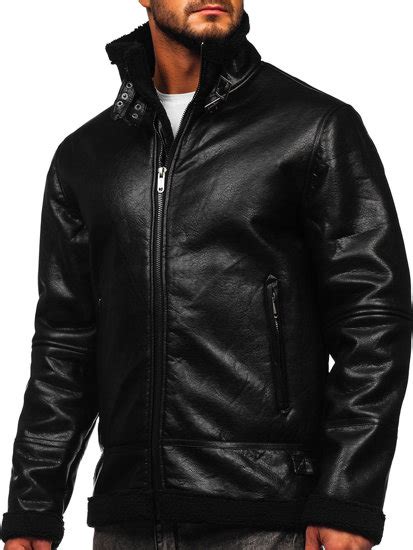 Chaqueta De Cuero Forrada Con Borrego Para Hombre Negro Bolf EX930 NEGRO