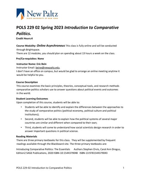 Spring Syllabus Introduction To Comparative Politics Bein Pols