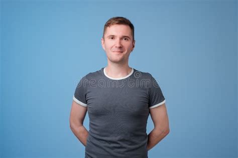 Smiling Man White Background Blue Stock Photos Free Royalty