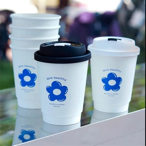 Custom High Quality Hot Drink 8oz 10oz 12oz 16oz Paper Coffee Cups With Lids Hot Double Wall