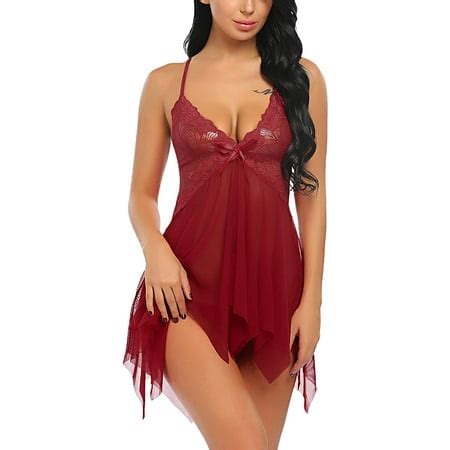 Lingerie For Women Lace Babydoll Sleepwear Boudoir Outfits Plus Size Langeray Xs Xl Walmart