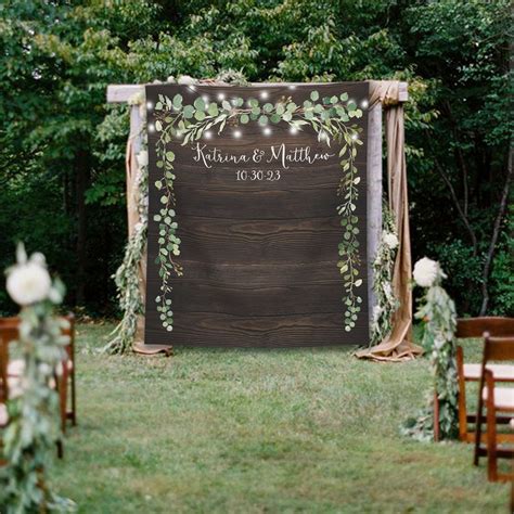 Wedding Backdrop, Rustic Wood Botanical Wedding Background, Wedding ...