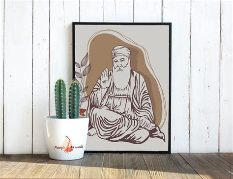 Guru Nanak Dev Ji Sikh Wall Art Sikh Boho Home Decor Etsy