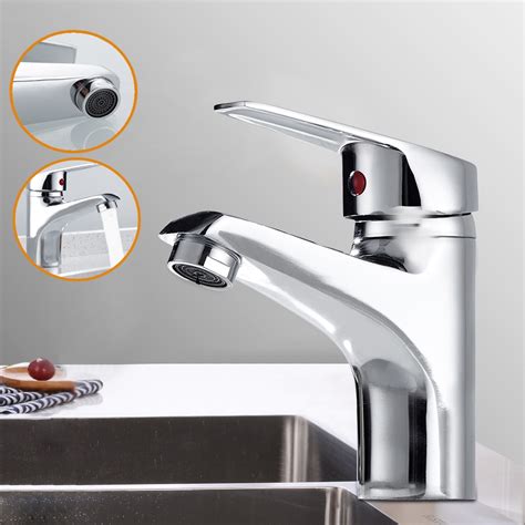 Single Lever Bathroom Basin Sink Mono Mixer Tap Chrome Flexible Hose Kitchen Hot Cold Water