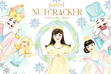 The Nutcracker Ballet Pastel Watercolor Illustrations Design Cuts