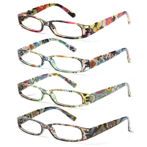 Boncamor Lightweight Womens Reading Glasses 4 Pairs Fashionable Ladies Spring Hinge Readers