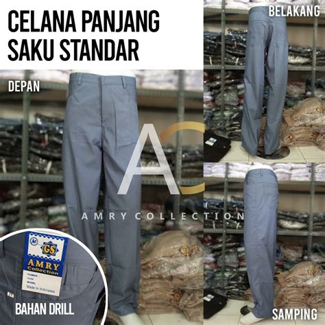 Jual Celana Panjang Abu Abu Sma Saku Standar Levis Bahan Drill Seragam Sekolah Shopee Indonesia