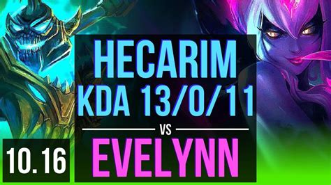 HECARIM Vs EVELYNN JUNGLE KDA 13 0 11 500 Games Legendary EUW