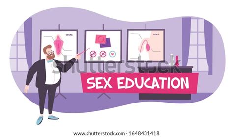 Sex Education Composition Indoor Scenery Character Stock Vector Royalty Free