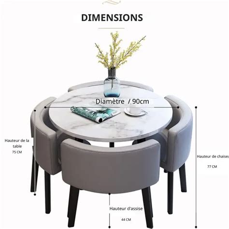 Table à manger ronde et chaises encastrable PopUp