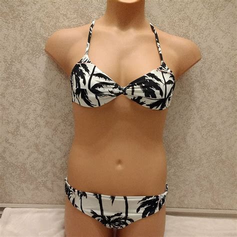 Hobie Women S Swim Bikini Black And White Palm Tree Gem