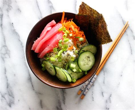 Sushi Bowls with Sweet Soy Ginger Lime Sauce - The Bay Leaf Kitchen