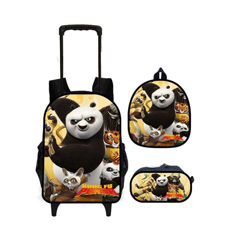 Mochila Escolar Kung Fu Panda Com Carrinho Lancheira E Estojo Modelo 313 Shopee Brasil