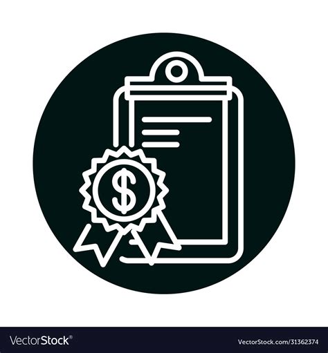 Dollar seal stamp and document block line Vector Image