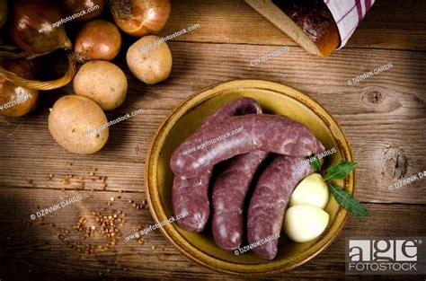 Krupniok Traditional Blood Sausage In Polish Cuisine Stock Photo