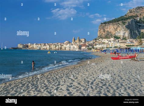 Italy, Sicily, Cefalu, Cefalu Beach Stock Photo - Alamy