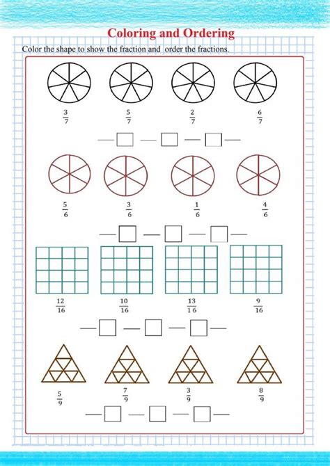 Ordering Fractions Worksheets