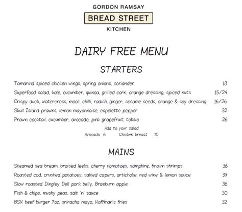 Bread Street Kitchen Menu Prices Updated Apr 2024