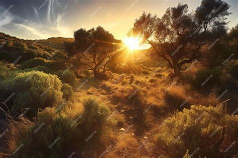 Premium AI Image | Sunset in the desert of the island of Crete Greece