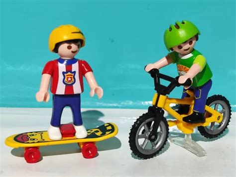 PLAYMOBIL FIGURAS NIÑOS Patinete Bicicleta Niño Ciudad Parque Jardin