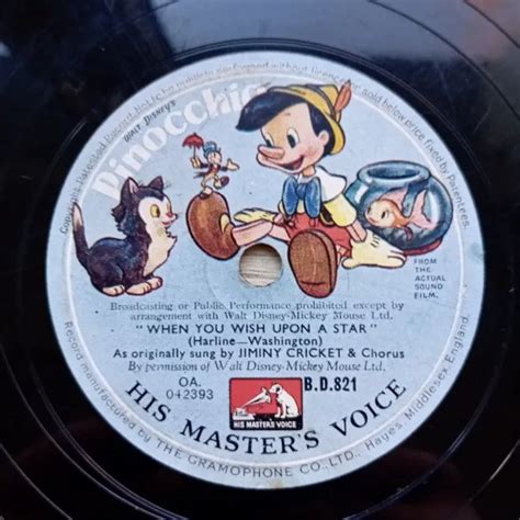 PINOCCHIO WHEN YOU wish upon a Star 78 tours RPM HMV B.D.821 WALT ...