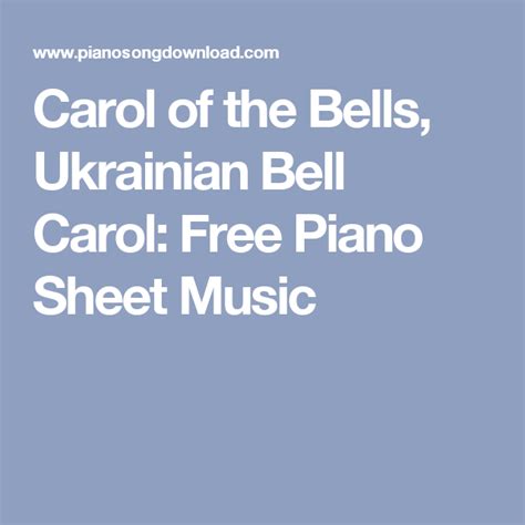 Carol Of The Bells Ukrainian Bell Carol Free Piano Sheet Music