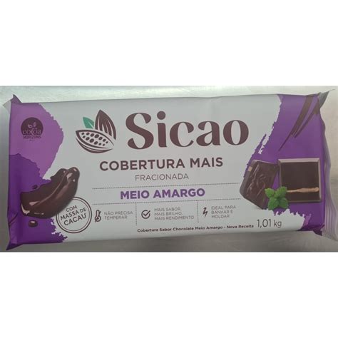 Cobertura Fracionada Sicao Mais Meio Amargo Em Barra 1 Kg Envio