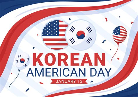 Korean American Day Vector Illustration on January 13 with USA and ...