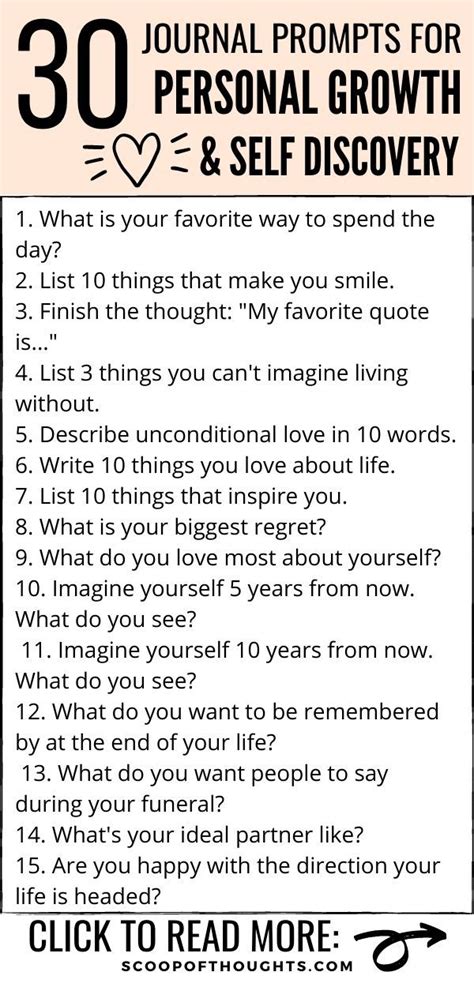 30 Journal Prompts For Personal Growth And Self Discovery Journal