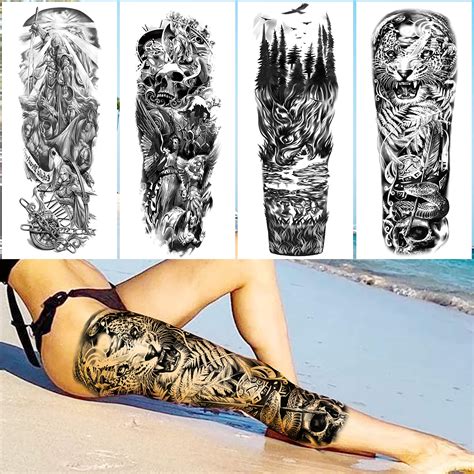 Vantaty Sheets Extra Large Full Arm Temporary Tattoos For Men Adults