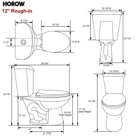 Horow Elongated Bowl 1.1 OR 1.6 GPF Dual Flush 2 Piece Toilet Model HW
