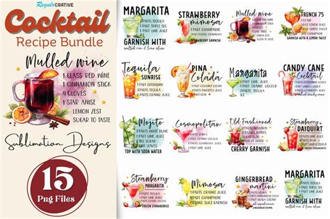 Cocktail Recipe Sublimation Bundle So Fontsy