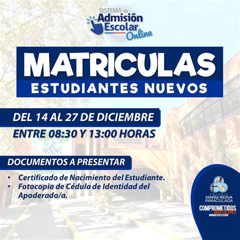 MATRICULAS ESTUDIANTES NUEVOS SELECCIONADOR POR SAE Colegio María