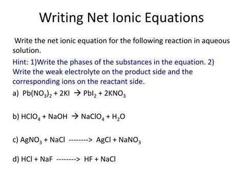 Ppt Writing Net Ionic Equations Powerpoint Presentation Free