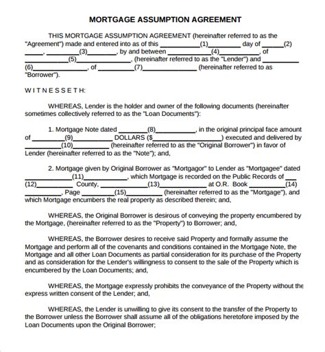 Free Sample Mortgage Agreement Templates In Pdf Ms Word Google