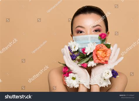 Beautiful Nude Asian Girl Latex Gloves Stock Photo Shutterstock
