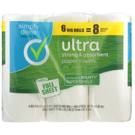 Simply Done Ultra Strong Absorbent Paper Towels Big Rolls Each