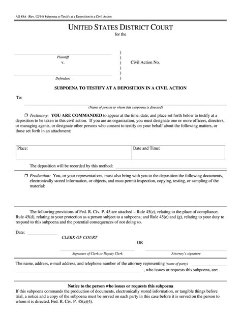 Ao 88a Subpoena Fill Out Sign Online DocHub