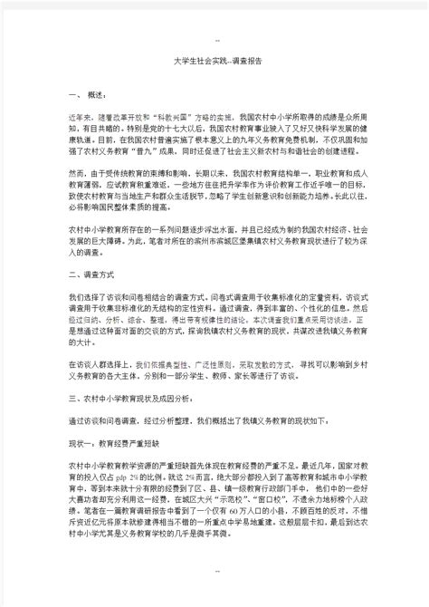 大学生社会实践调查报告范文 文档之家