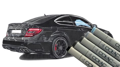 Realistic Car Drawing Mercedes C Amg Black Series Timelapse Youtube