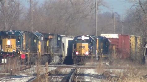 Csx 6439 Gp40 2 Mother And Gp30 Road Slug With Chessie Caboose In Lima