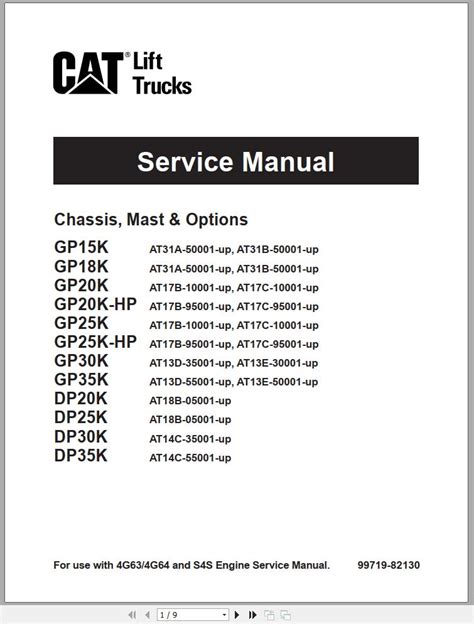 CAT Lift Trucks DP25K Schematic Service Operation Maintenance Manual PDF