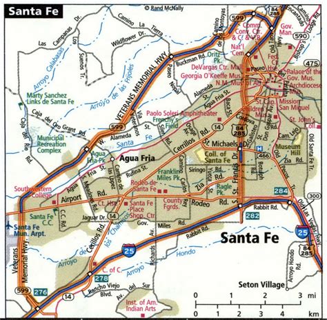 Santa Fe city road map for truck drivers area town toll free highways