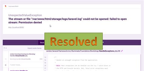 Laravel Exception The Stream Or File Could Not Be Opened Failed To