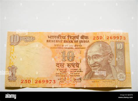 Indian Currency Ten Rupee Note Reserve Bank Government Of India Show