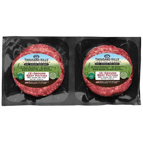 Grass Fed Ground Beef Patties 2 Pack Thousand Hills Lifetime Grazed