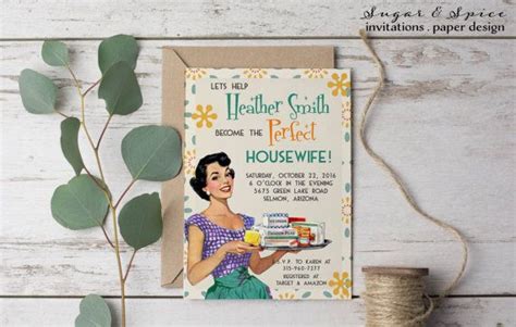 Retro Housewife Bridal Shower Invitation 1950s Wedding Shower Etsy