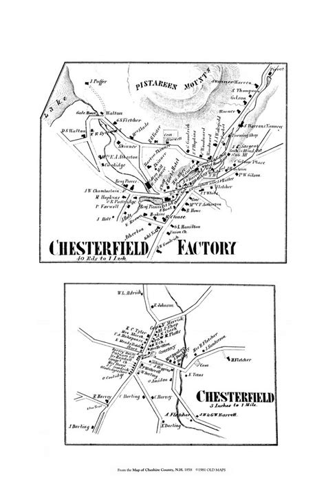 Chesterfield Factory and Chesterfield Village, New Hampshire 1858 Old ...