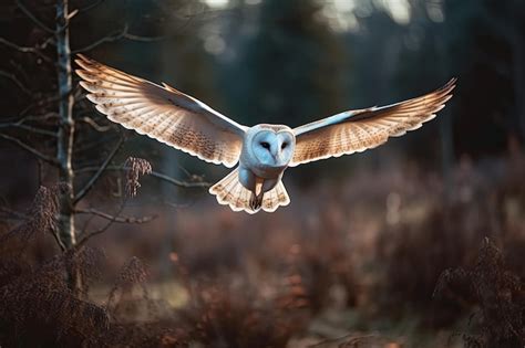 Premium AI Image | Flying while hunting a barn owl a picture of several ...